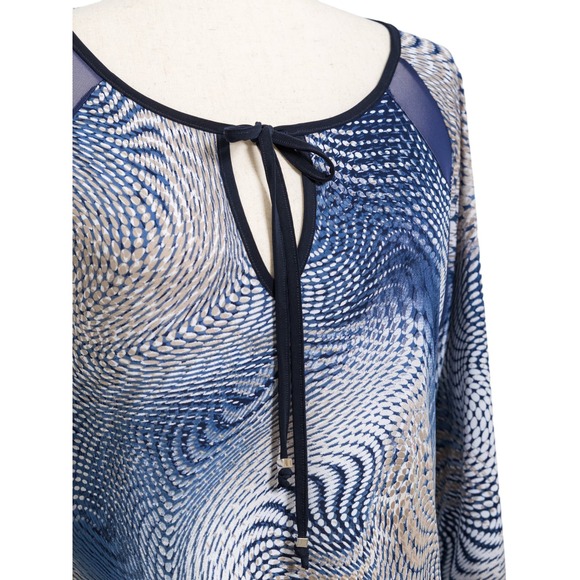 Women's Dressy Keyhole Tunic Blouse Top Blue Flowy Size M Long Sleeve NWT - Picture 6 of 9